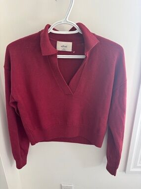 Wilfred Burgundy Collared V-Neck Knit Sweater